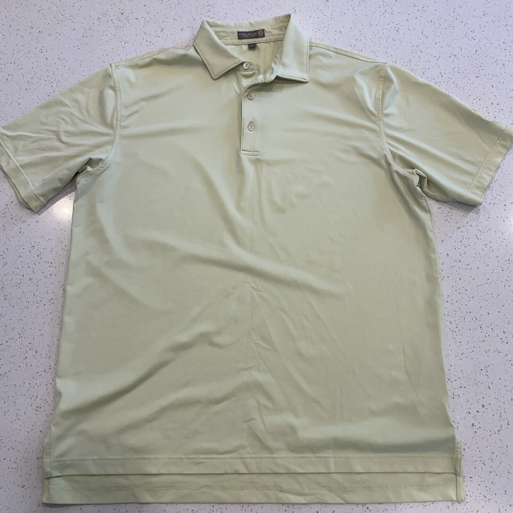 Peter Millar Summer Comfort Mens Large Short Sleeve Polo Shirt Golf Lime Green